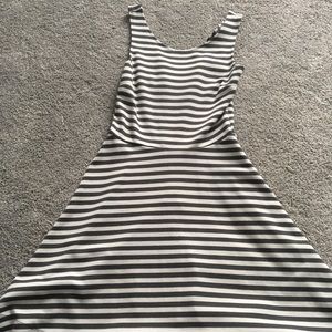 American Eagle gray/white stripe fit-flare dress